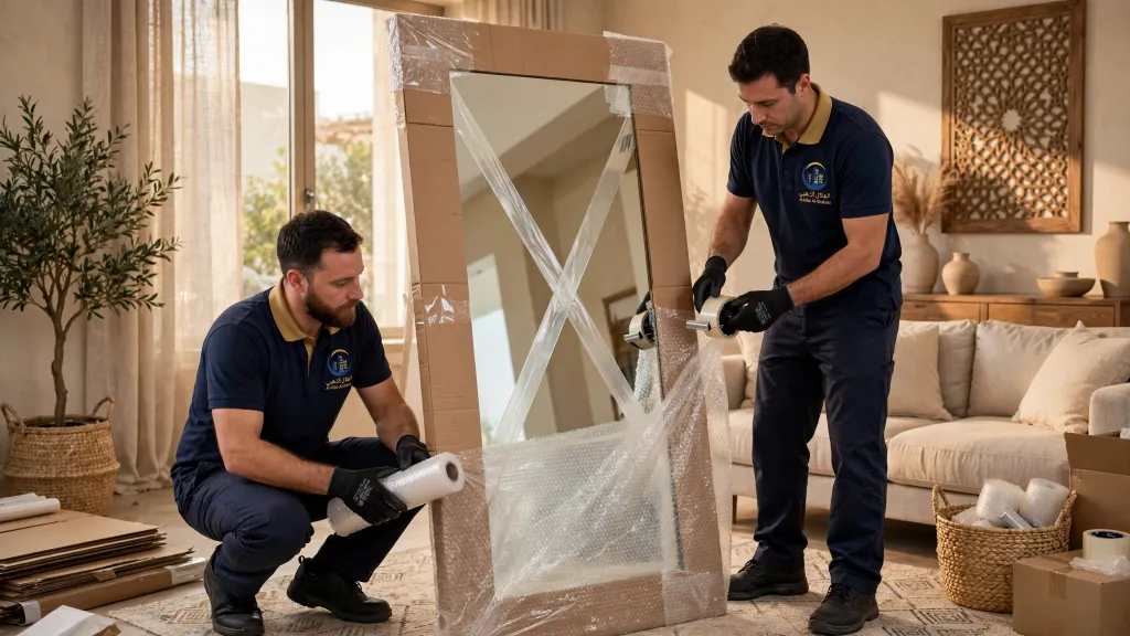 تغليف المرايا والزجاج قبل نقل العفش
