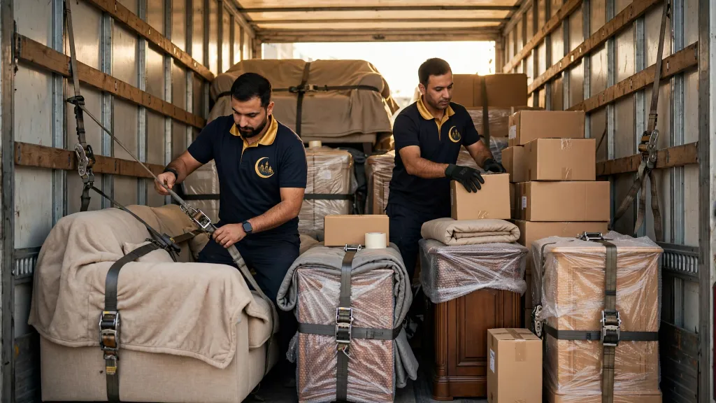 تحميل الأثاث داخل شاحنة نقل العفش